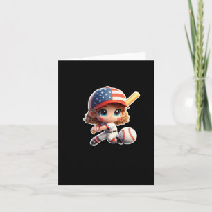 A Cute Girl Baseball Sport Sticker  Card