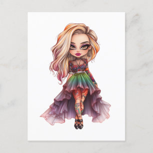 A Cute Girl Halloween Design Collection 11 Holiday Postcard