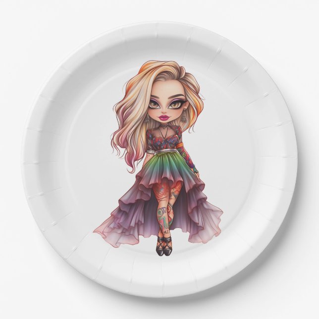 A Cute Girl Halloween Design Collection 11 Paper Plate (Front)