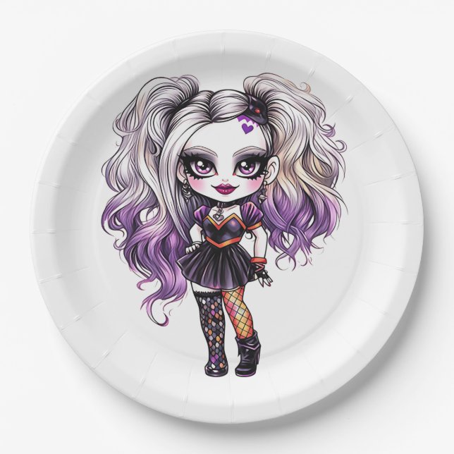 A Cute Girl Halloween Design Collection 18 Paper Plate (Front)