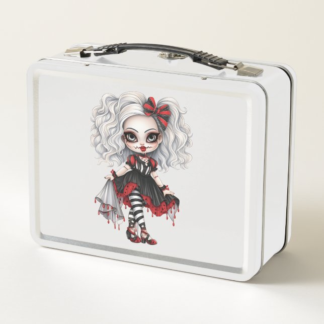 A Cute Girl Halloween Design Collection 7 Metal Lunch Box (Back)
