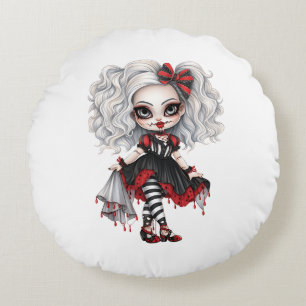 A Cute Girl Halloween Design Collection 7 Round Cushion