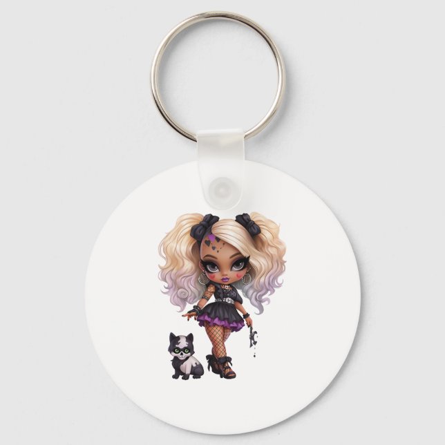 A Cute Girl Halloween Design Collection 8 Key Ring (Front)