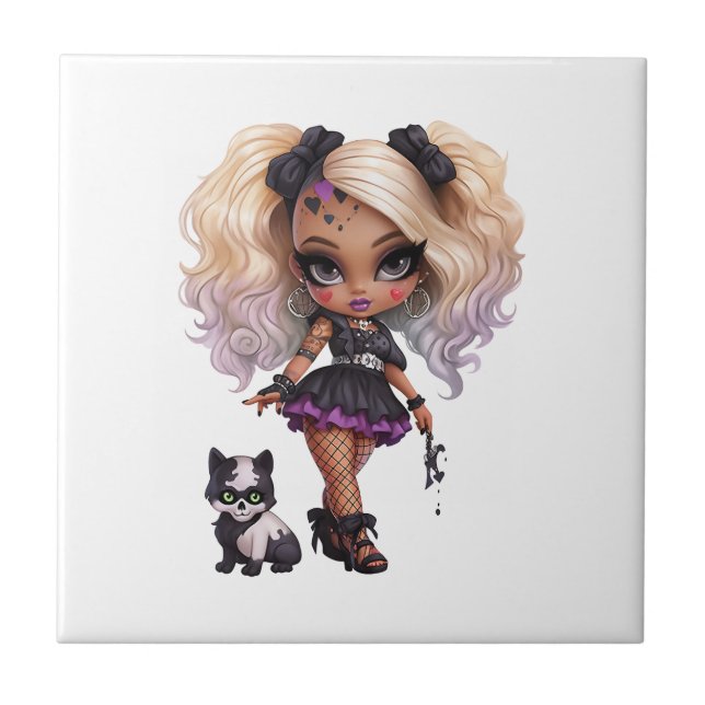 A Cute Girl Halloween Design Collection 8 Tile (Front)