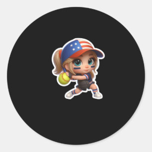 A Cute Girl In Baseball Sport Sticker