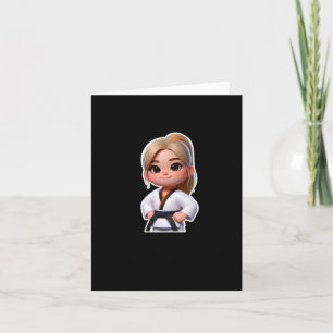 A Cute Girl In Taekwondo Sport Sticker  Card