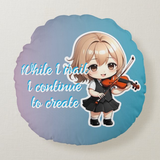 A cute girl playing violin Cushion (Front)