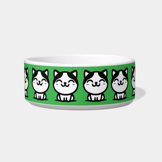 A Cute Green Cats Bowl (Front)
