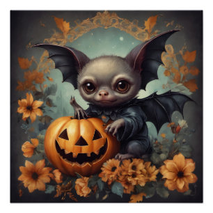 A Cute Halloween Bat hb7 Glossy Poster