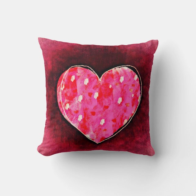 A  Cute Hand Drawn Pink Heart on a Grunge Texture Cushion (Front)