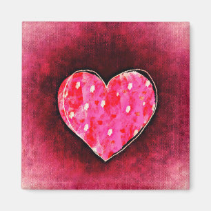 A  Cute Hand Drawn Pink Heart on a Grunge Texture Magnet