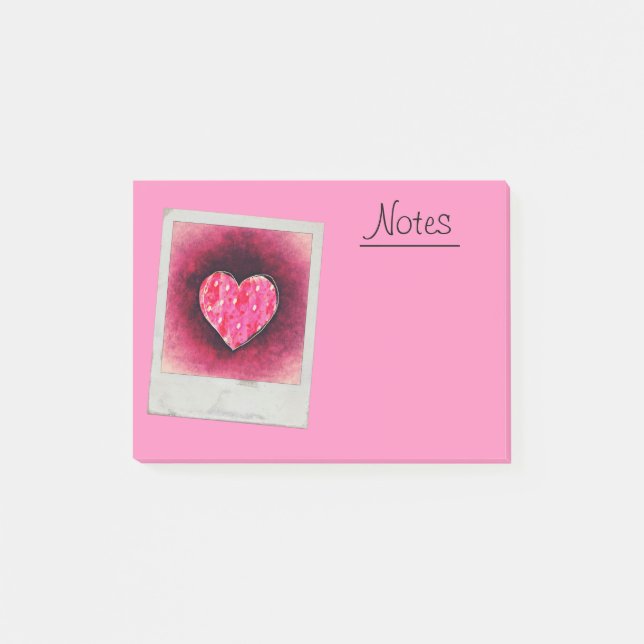 A Cute Hand Drawn Pink Heart on a Grunge Texture Post-it Notes (Front)