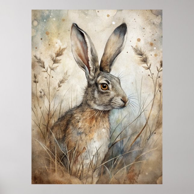 A Cute Hare in Forest Poster (Front)