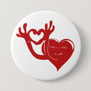 a cute heart making a heart sign with fingers 7.5 cm round badge