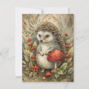 A Cute Hedgehog in Forest Postcard