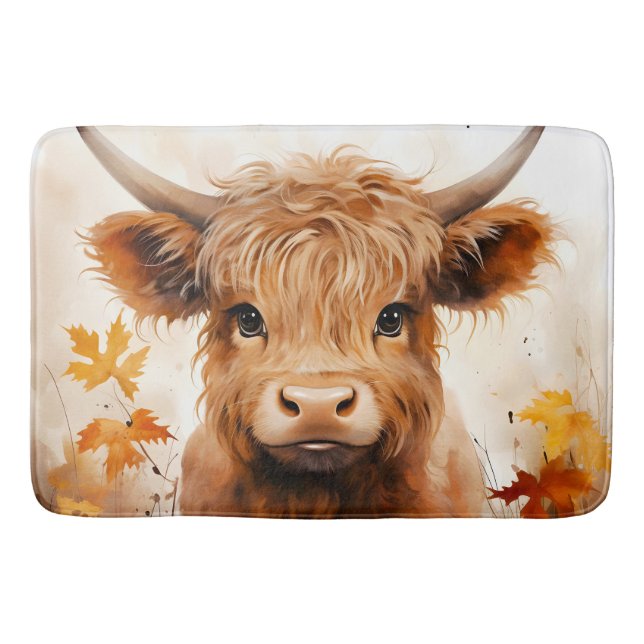 A Cute Highland Cow Series Design 1 Bath Mat (Front)