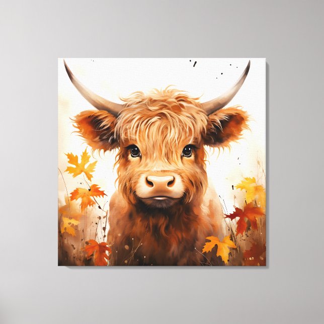 A Cute Highland Cow Series Design 1 Canvas Print (Front)