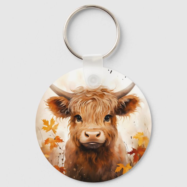 A Cute Highland Cow Series Design 1 Key Ring (Front)