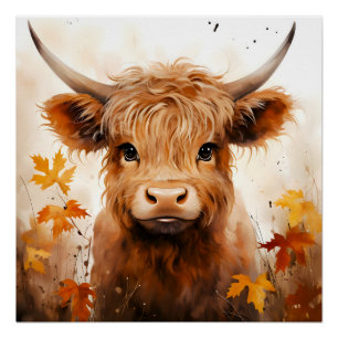 A Cute Highland Cow Series Design 1 Poster