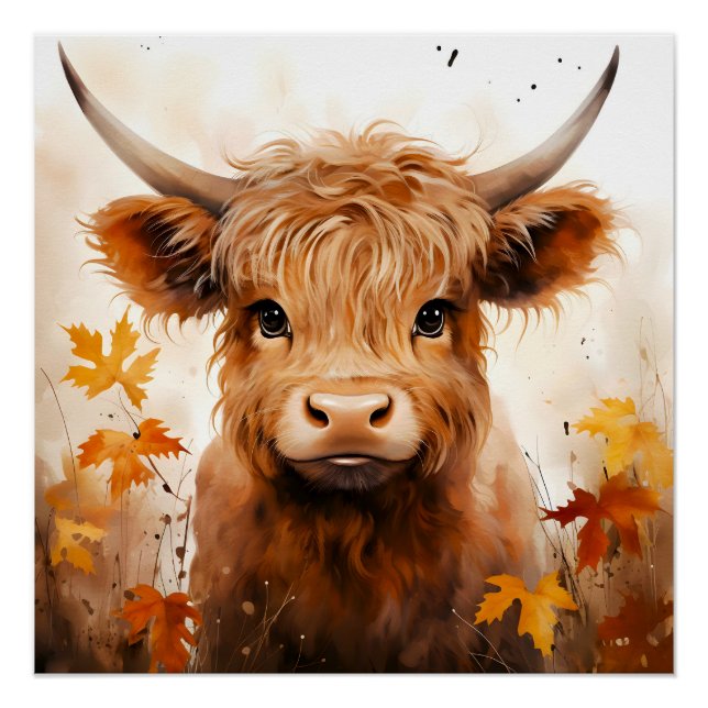 A Cute Highland Cow Series Design 1 Poster (Front)