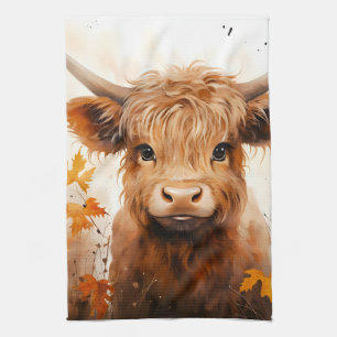A Cute Highland Cow Series Design 1 Tea Towel