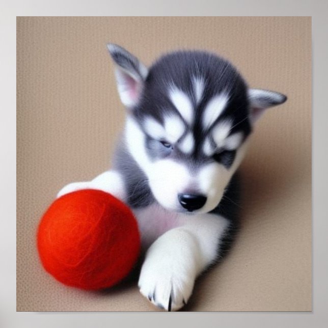 A Cute Husky Puppy Poster (Front)