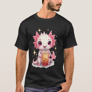 A cute I Axolotl Drinking Boba Tea Graphic design  T-Shirt