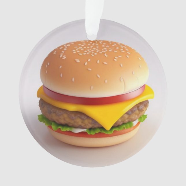 A Cute Illustration of a Cheeseburger Ornament (Front)