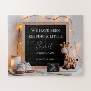 A cute joyful baby giraffe pregnancy announcement  jigsaw puzzle