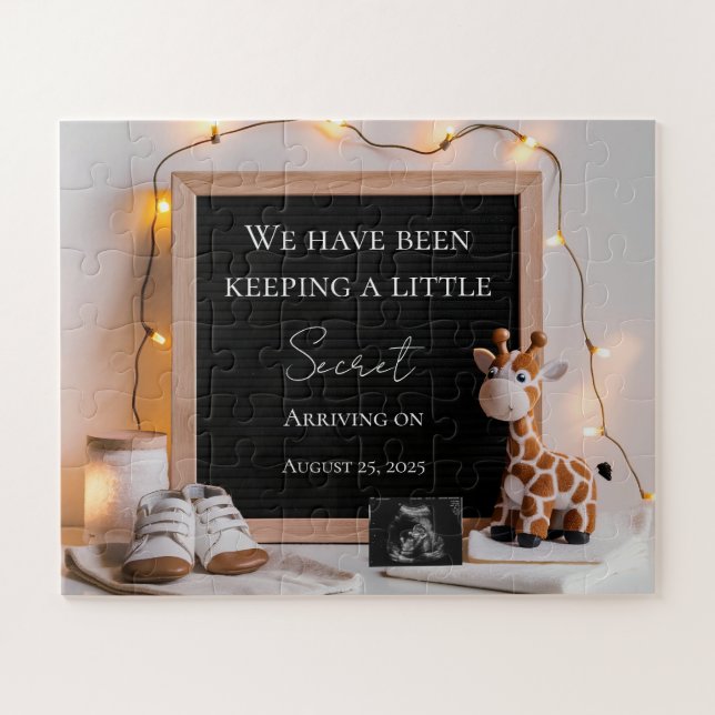 A cute joyful baby giraffe pregnancy announcement  jigsaw puzzle (Horizontal)