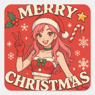 A cute K-pop-inspired Christmas Square Sticker