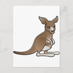 A cute kangaroo with a joey in its pouch postcard