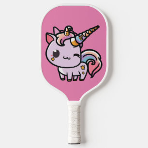 A cute kawaii unicorn pickleball paddle