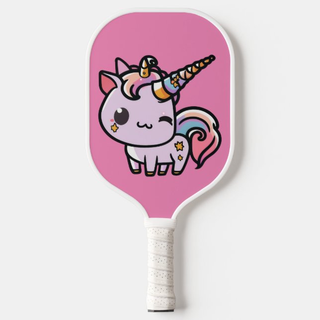 A cute kawaii unicorn pickleball paddle (Front)