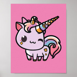 A cute kawaii unicorn poster