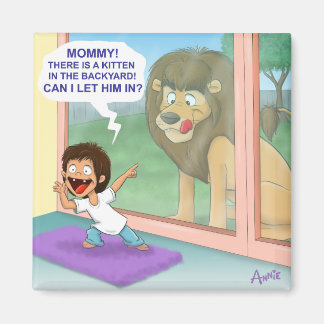 A cute kitten in the backyard magnet