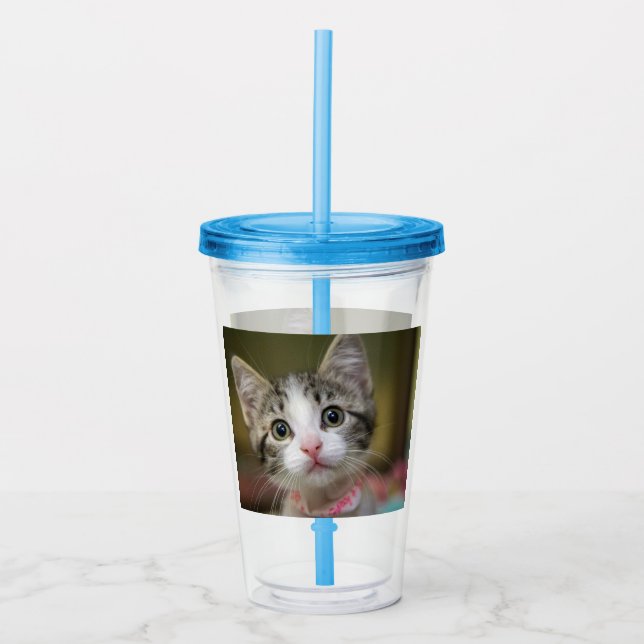 A cute kitten with green eyes acrylic tumbler (Front)