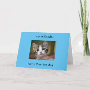 A cute kitten with green eyes card