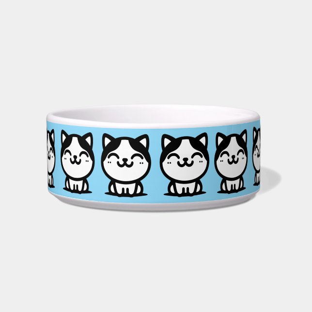 A Cute Light Blue  Cats Bowl (Front)