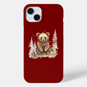 A cute little bear - Artistic illustration design iPhone 15 Mini Case