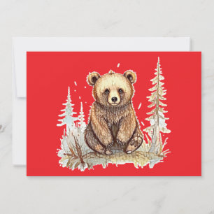 A cute little bear - Artistic illustration design Holiday Card