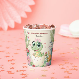 A Cute Little Dinosaur Is On The Way Baby Shower  Paper Cups