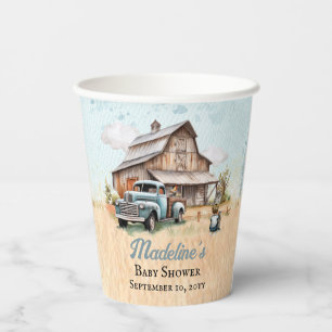 A Cute Little Farmer Is On His Way Boy Baby Shower Paper Cups