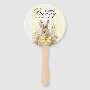 A cute little Floral Bunny Yellow Bow Baby Shower Hand Fan