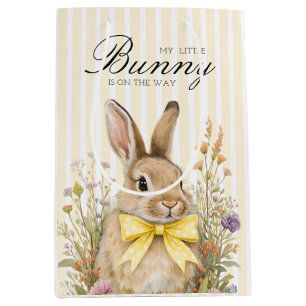 A cute little Floral Bunny Yellow Bow Baby Shower Medium Gift Bag