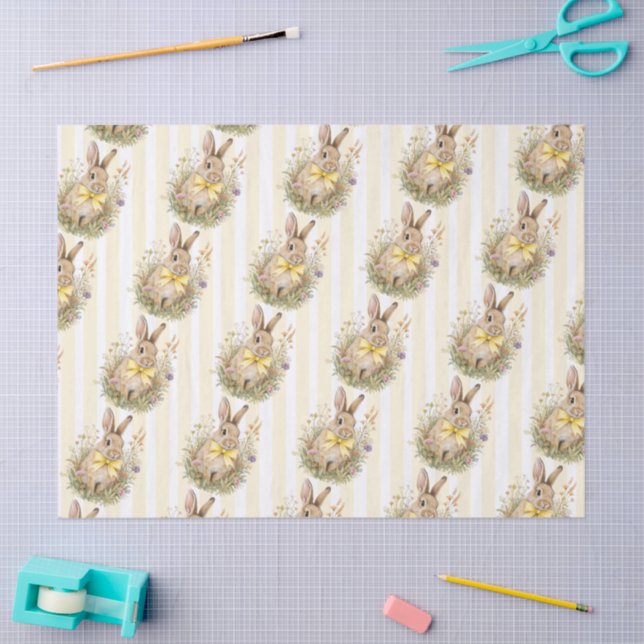 A cute little Floral Bunny Yellow Bow Baby Shower  Tissue Paper (Craft)