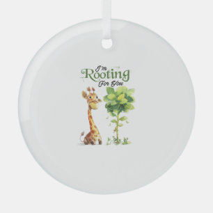 A Cute Little Giraffe With The Tree, Rooting For Y Glass Tree Decoration