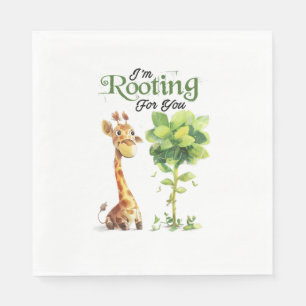 A Cute Little Giraffe With The Tree, Rooting For Y Napkin