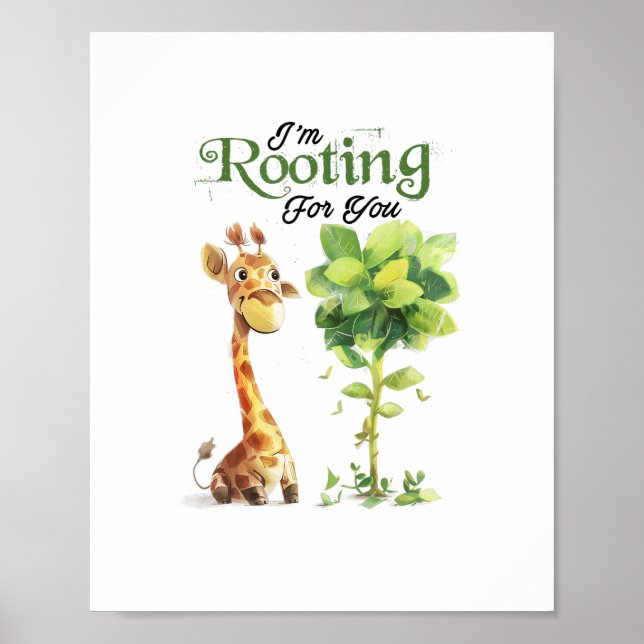 A Cute Little Giraffe With The Tree, Rooting For Y Poster (Front)