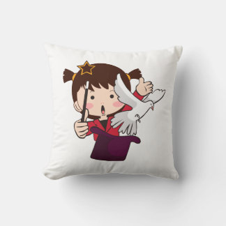 a cute little girl magician cushion